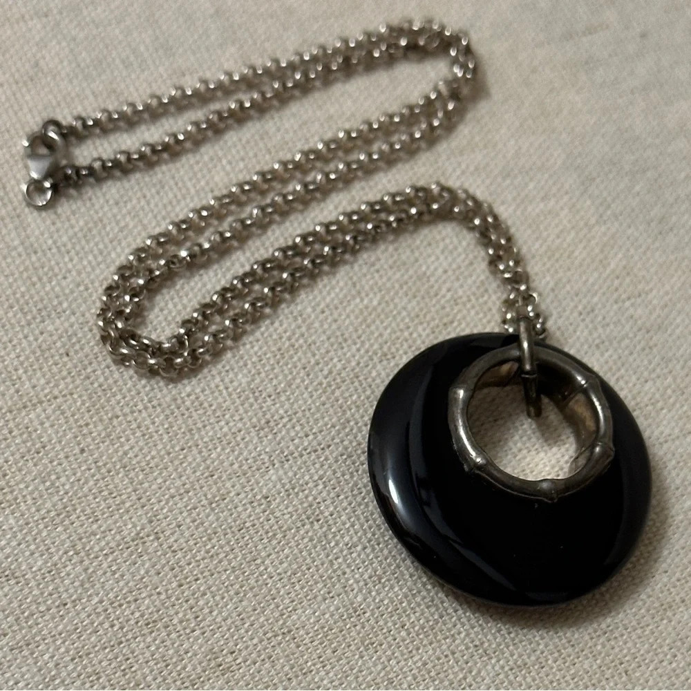 Tommy Bahama Bamboo Sterling Silver And Black Onyx Necklace 63$